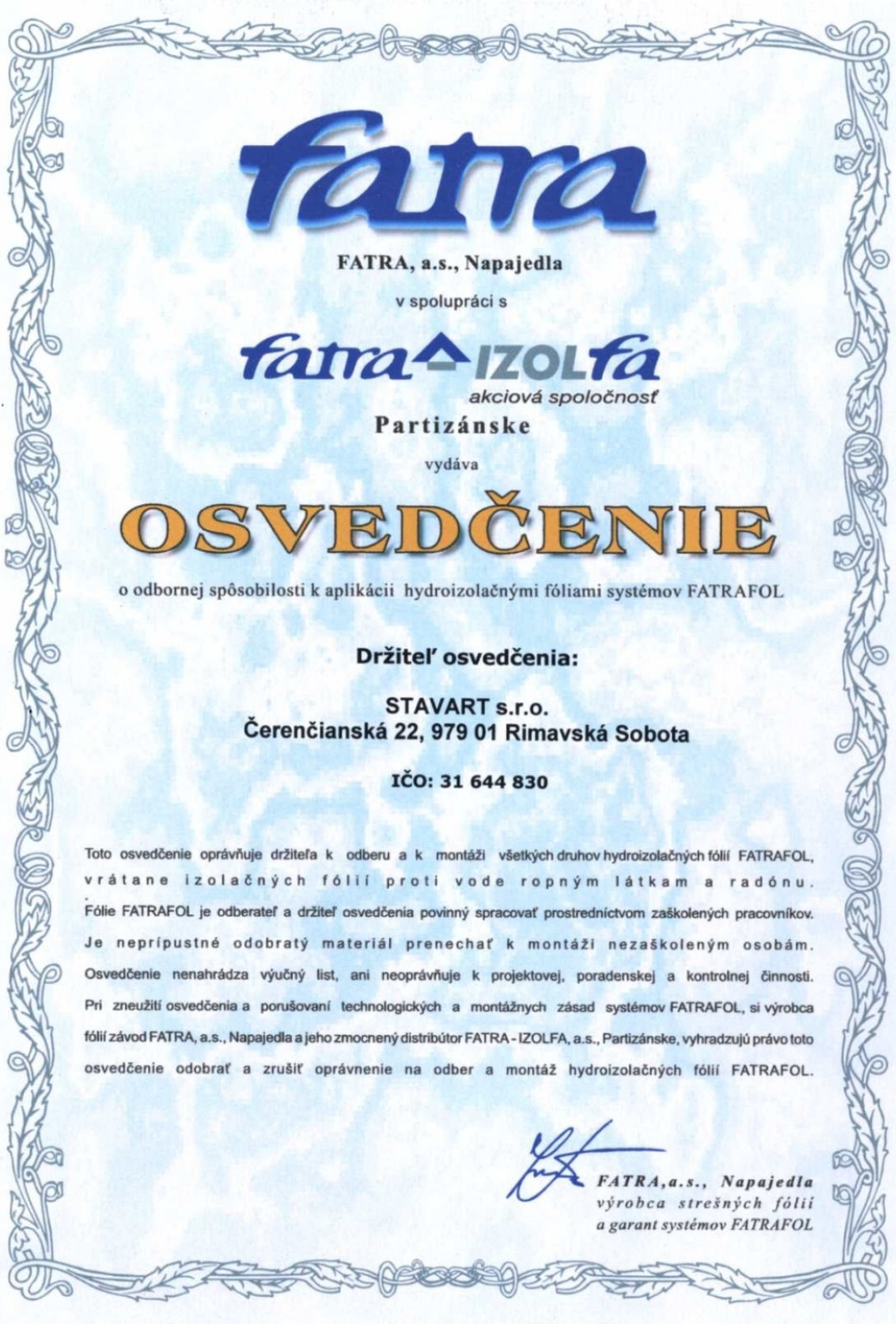 Certifikaty, ocenenia